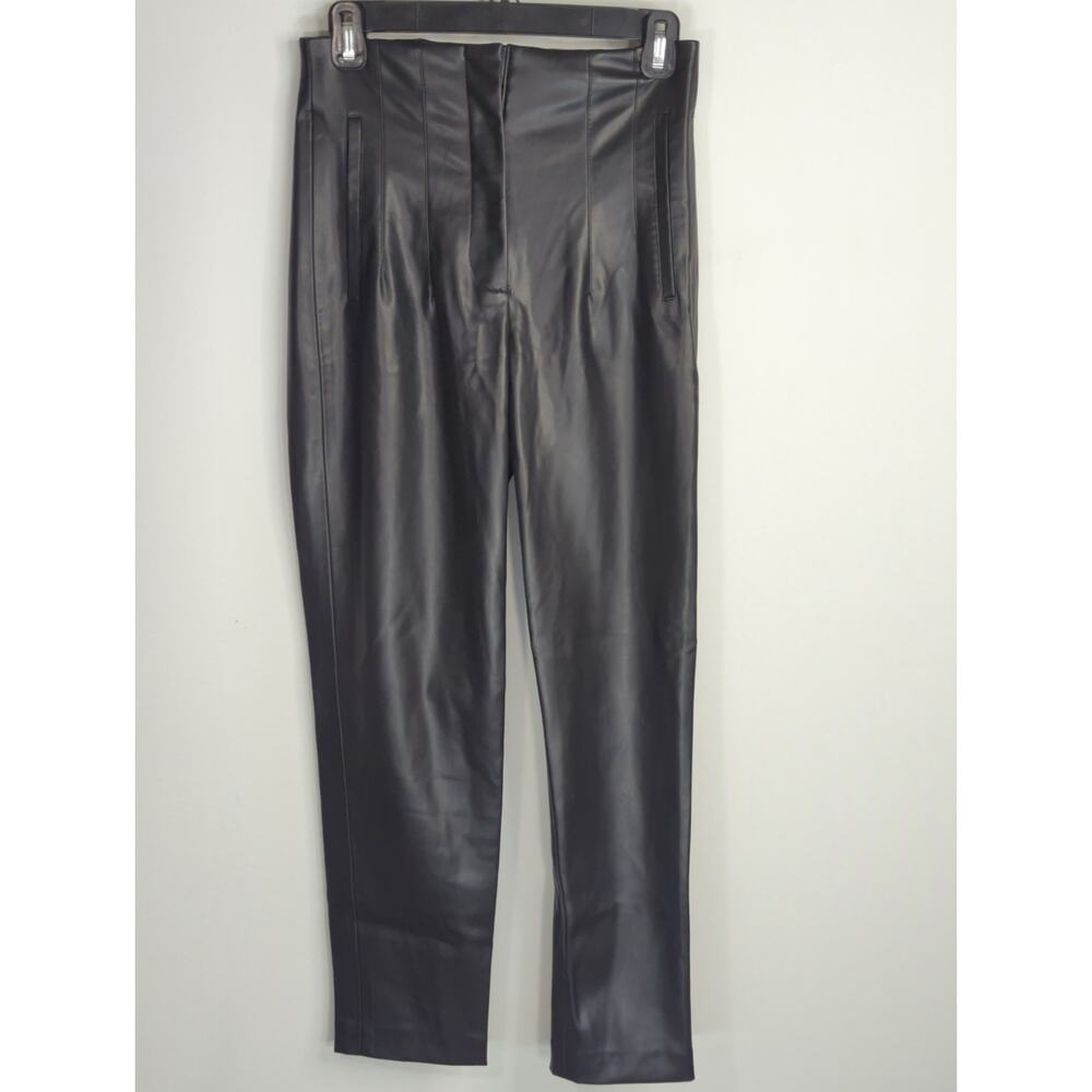 Zara Black High Waisted Faux Leather Pants‎ Women's Small NWT Punk Rock Chic